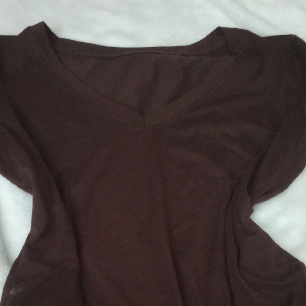 Elegant Brown V-Neck Women's Top